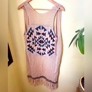 Knit Aztec Sleeveless Vest/Cardigan/Sweater Crochet